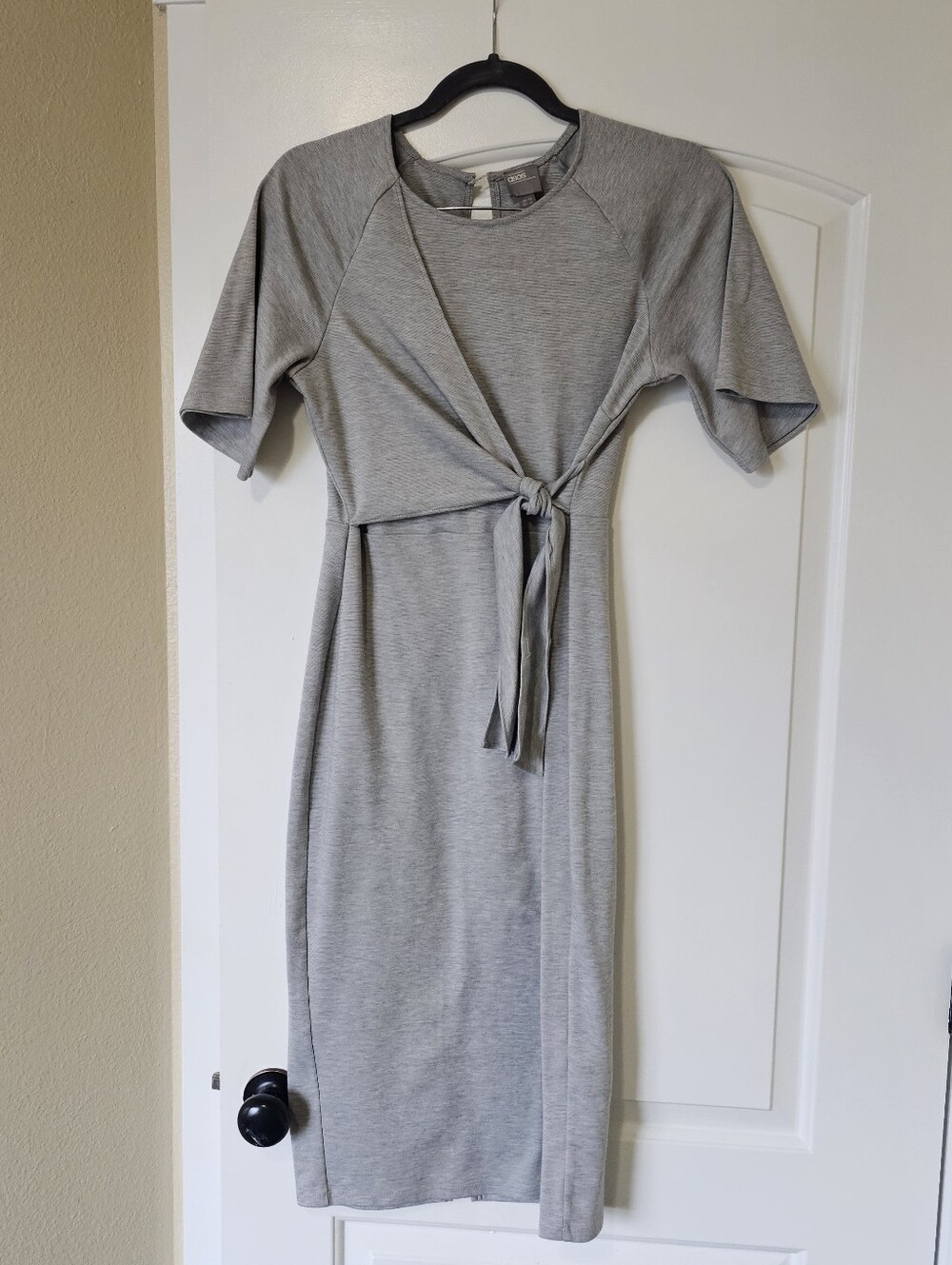 Womens 6 Asos Dress Gray Heather Grey Wrap Short Sleeve Dress Tie FrontHas some